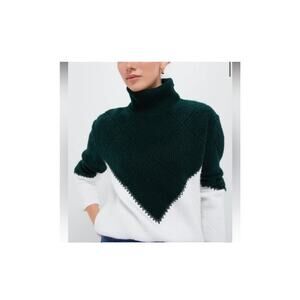 NEW Tuckernuck Hyacinth House Green Cream Diamond Turtleneck Sweater XL